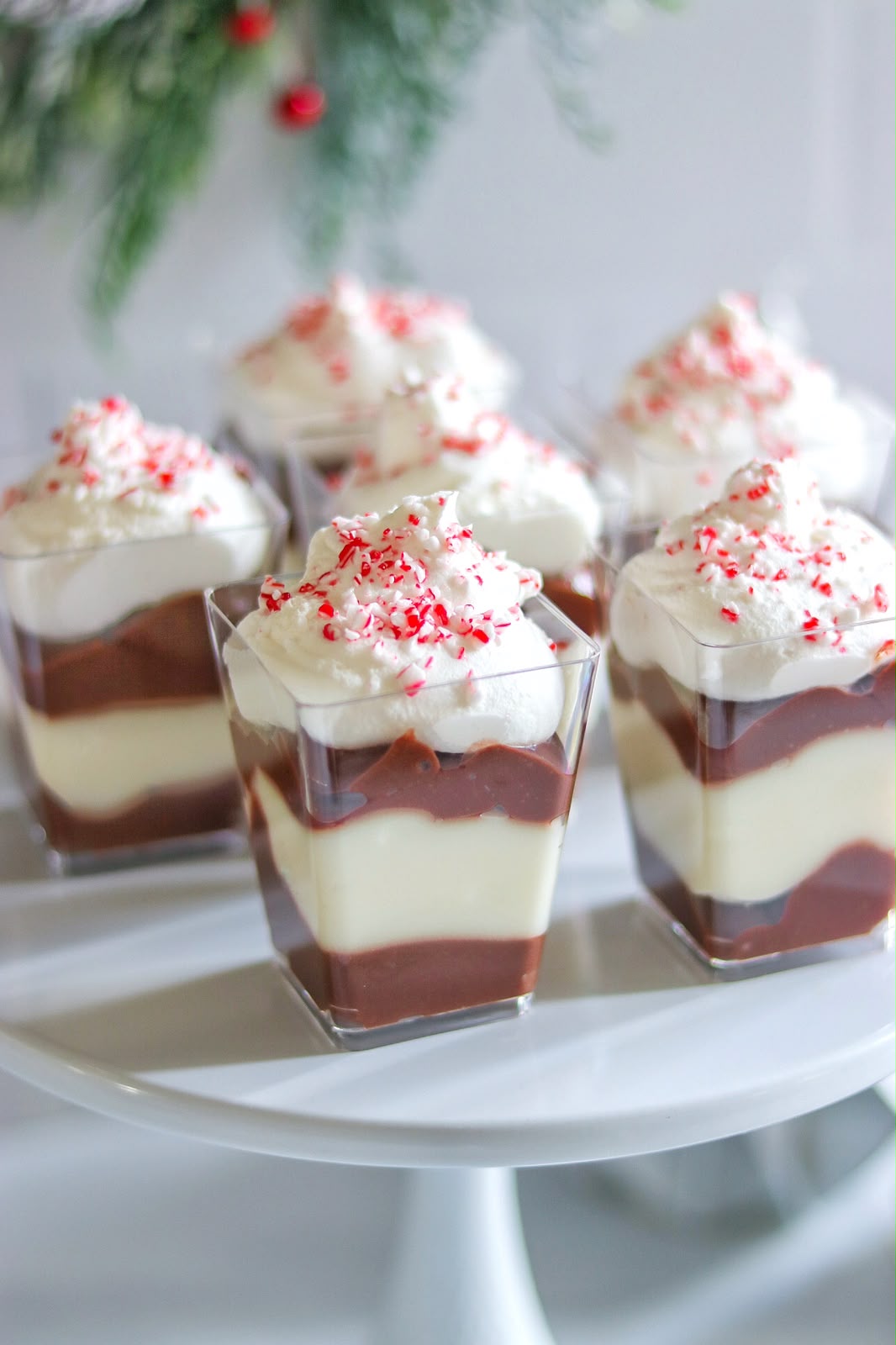 Layered peppermint dessert cups